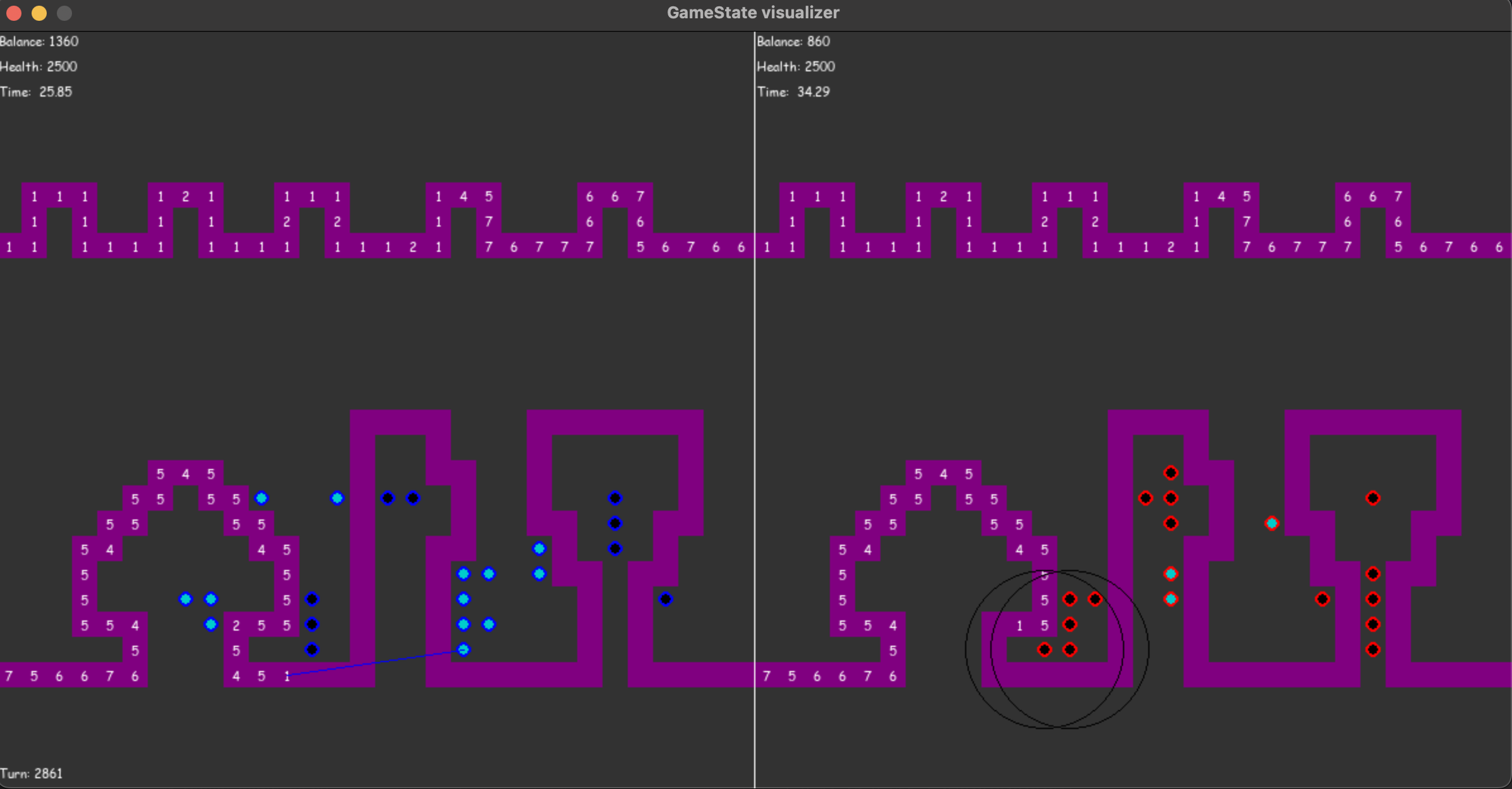 Two of our bots facing off